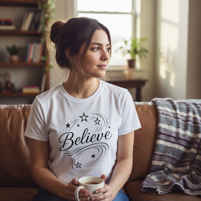 Camiseta Believe Magical Stars - Inspirational Celestial (Criador carregado)