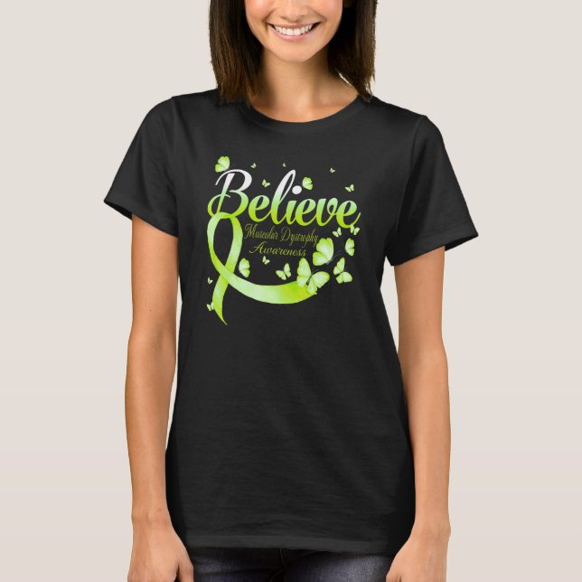 Camiseta Believe Muscular Dystrophy Awareness Butterfly (Frente)