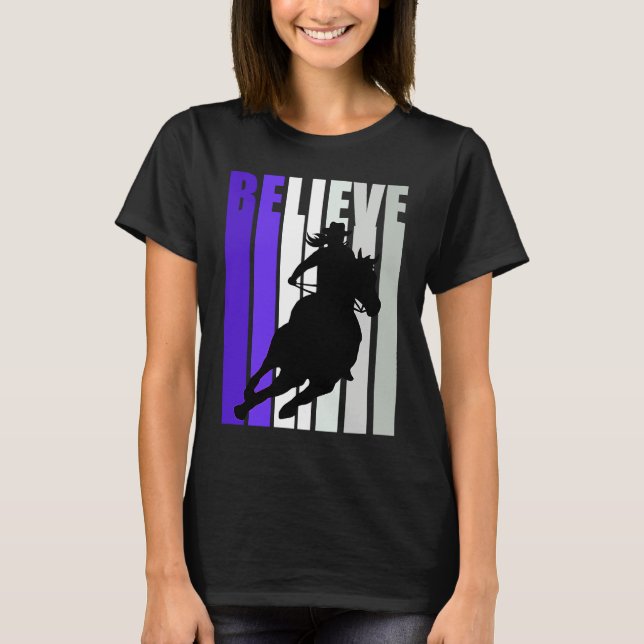 Camiseta Believe Purple Cowgirl Southern Girls Western Hors (Frente)
