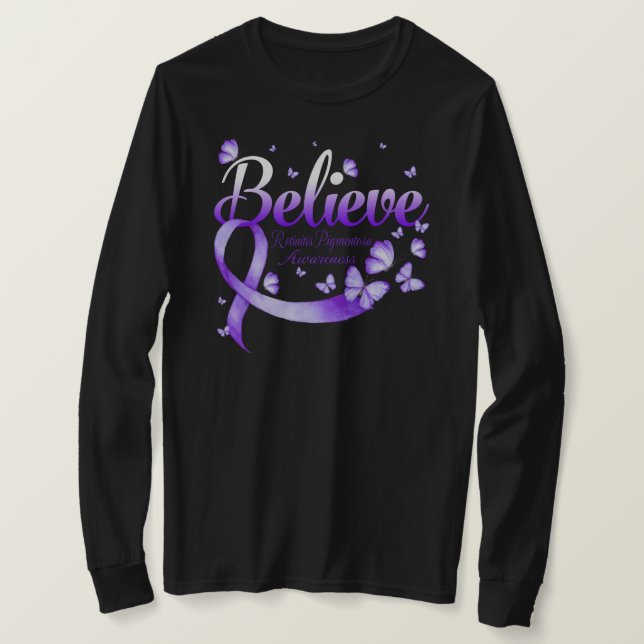 Camiseta Believe RETINITIS PIGMENTOSA Butterfly (Frente do Design)