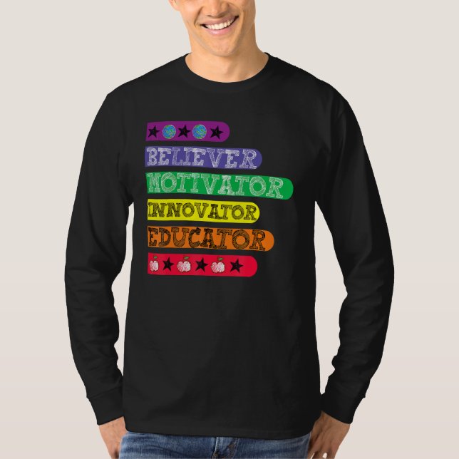 Camiseta Believer Motivator Innovator Educator Inspire Teac (Frente)