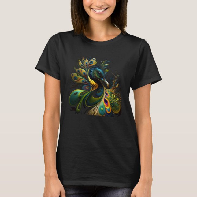 Camiseta belíssima Peacock Majestoso à luz do luar 1 (Frente)