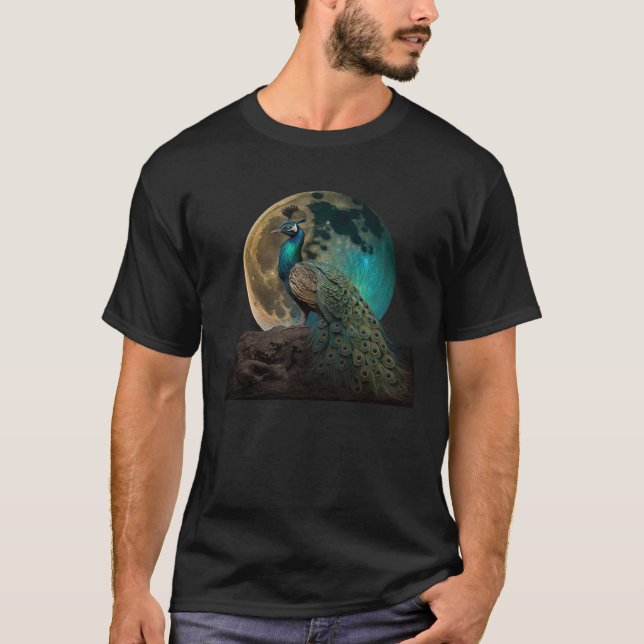 Camiseta belíssima Peacock Majestoso à luz do luar 1 (Frente)