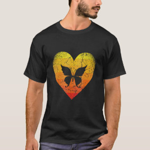 Camiseta belíssimo coração retrô vintage borboleta