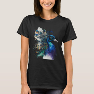 Camiseta belíssimo Pavão Majestoso ao luar