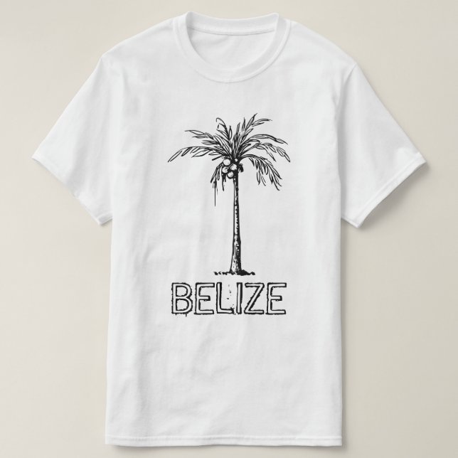Camiseta Belize coqueiro design preto e branco (Frente do Design)