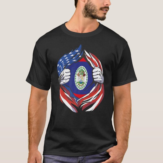 Camiseta Belize Flag American Orud... do meu Patrimônio Bel (Frente)