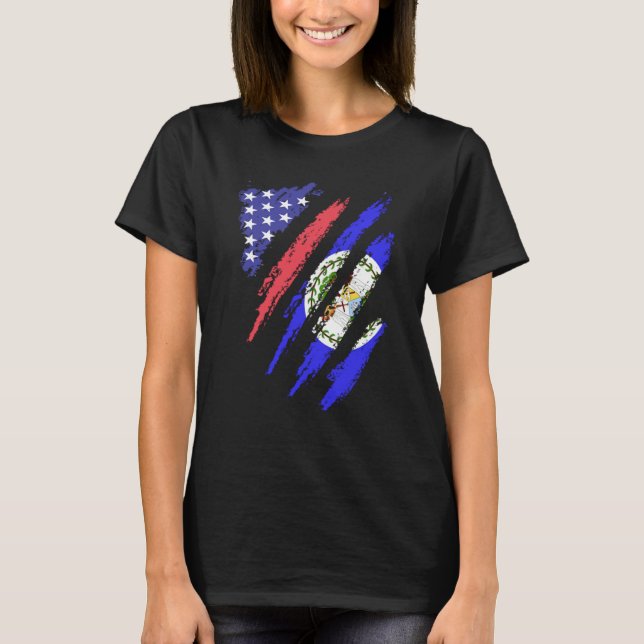 Camiseta Belizean American Patriot Grown Heart Flag Stripes (Frente)