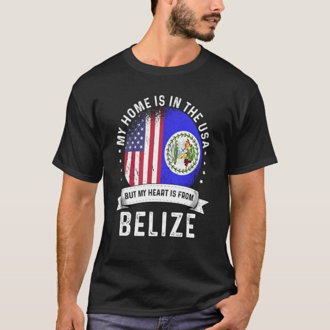 Camiseta Belizean American Patriot Grown Proud Home USA Fla (Frente)