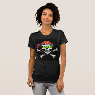 Camiseta Bella+Canvas Caveira Pirata Neon Verde