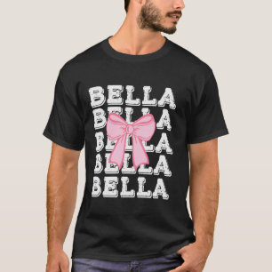 Camiseta BELLA Nome Coquette Big Pink Arco Simples Menina B