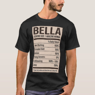 Camiseta Bella Nutritrition Facts Name Apelido Alias Title