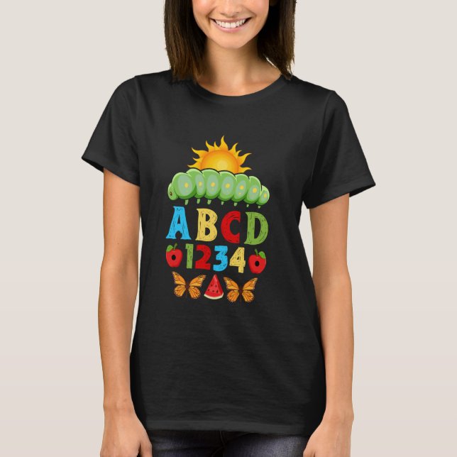 Camiseta Bella Transformação Da Lagarta Com Fome De Volta à (Frente)