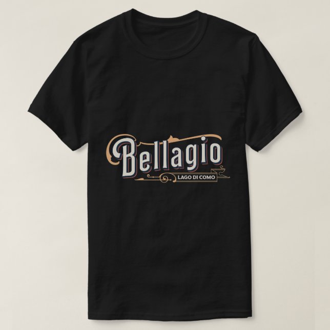 Camiseta Bellagio Lake Como Estilo Retro T-Shirt (Frente do Design)