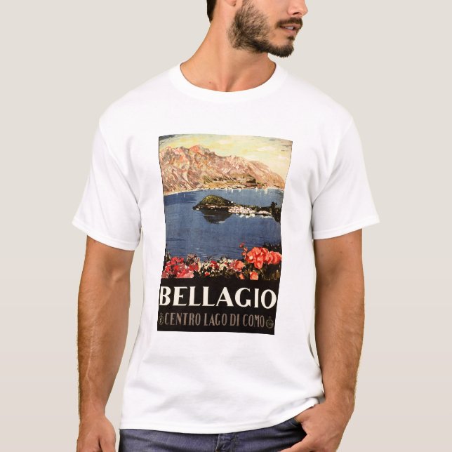 Camiseta BELLAGIO Lake Como ITÁLIA Anúncio cenográfico ital (Frente)