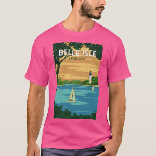 Camiseta Belle Isle Michigan Viagem Vintage Art