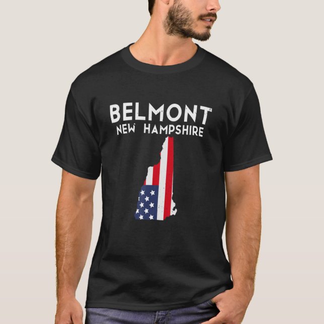 Camiseta Belmont New Hampshire EUA State America Viagem (Frente)