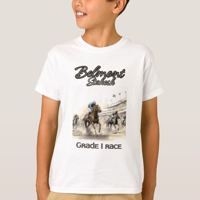 Camiseta Belmont Stake, corridas de cavalos, esboço (Frente)