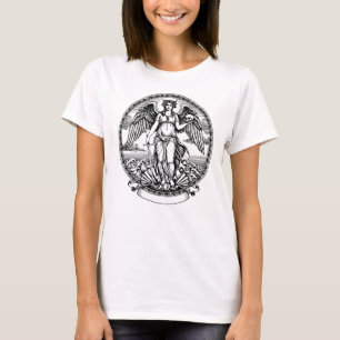 Camiseta Belo Anjo Grego alado com espada e caveira
