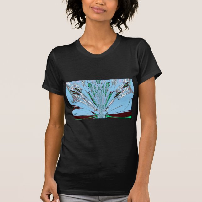 Camiseta Belo Aqua Azul Azul Incrível Arte Floral (Frente)