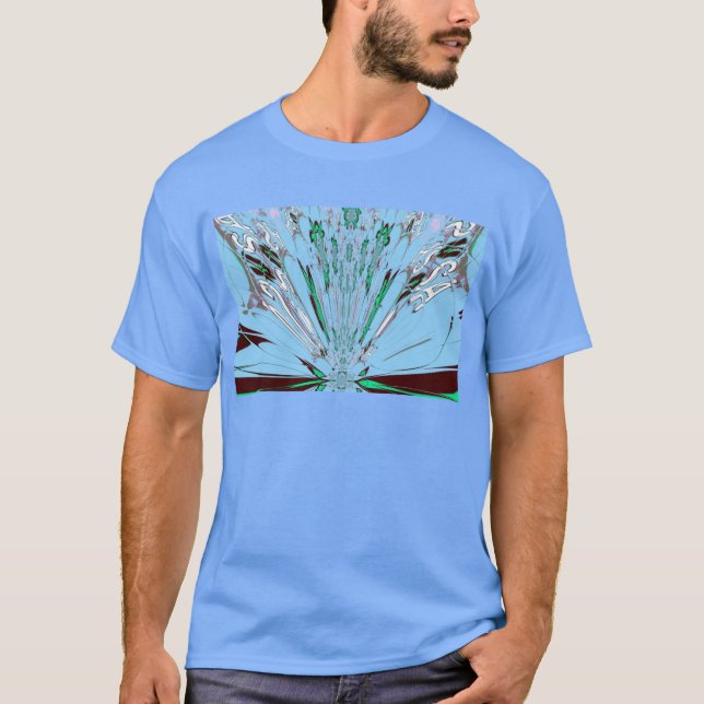 Camiseta Belo Aqua Azul Azul Incrível Arte Floral (Frente)