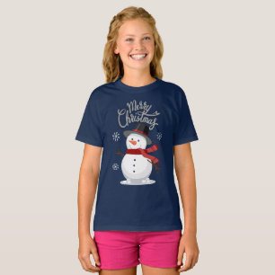 Camiseta Belo azul festivo Feliz Natal Snowman