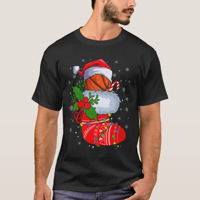 Camiseta Belo Basquete De Papais noeis De Natal Basketba (Frente)