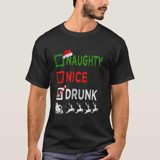 Camiseta Belo Bebado de Natal Pijamas Papais noeis engraçad (Frente)