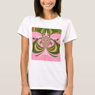 Camiseta Belo bebê rosa verde e branco Caleidoscópio