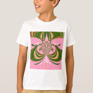 Camiseta Belo bebê rosa verde e branco Caleidoscópio