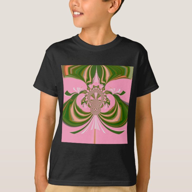 Camiseta Belo bebê rosa verde e branco Caleidoscópio (Frente)