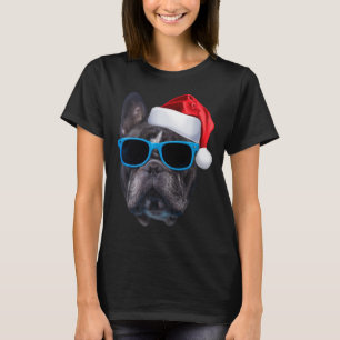 Camiseta Belo Bulldog Francês Santa Hat Imagem Engraçada Ch