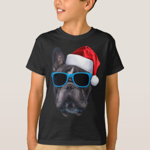 Camiseta Belo Bulldog Francês Santa Hat Imagem Engraçada Ch