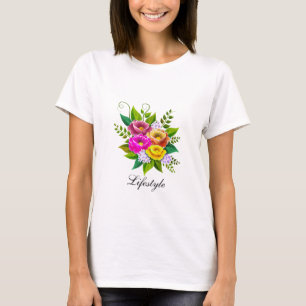 Camiseta Belo Buquê de Flores Coloridas