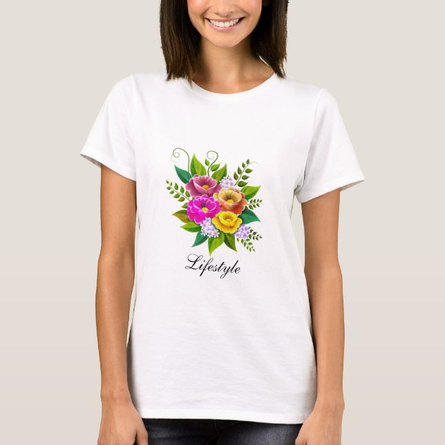 Camiseta Belo Buquê de Flores Coloridas (Frente)