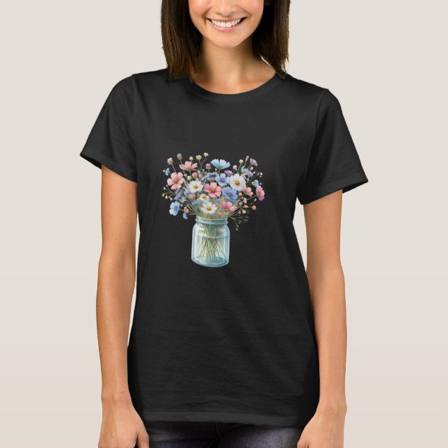Camiseta Belo Buquê de Flores no Jar (Frente)