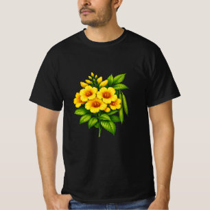 Camiseta Belo Buquê de Girassóis Amarelos com Folhas Verdes