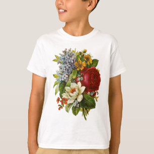 Camiseta Belo Buquê Romântico de Verão com Rosa vermelha