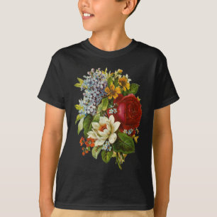 Camiseta Belo Buquê Romântico de Verão com Rosa vermelha