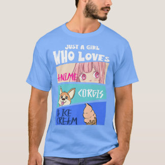 Camiseta Belo Cachorro Cachorro Tshirt Corgi Anime Ice Cr