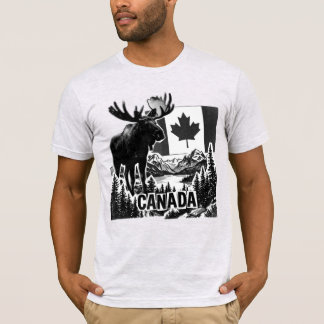 Camiseta Belo Canadá. Bandeira canadense. Alce canadense.