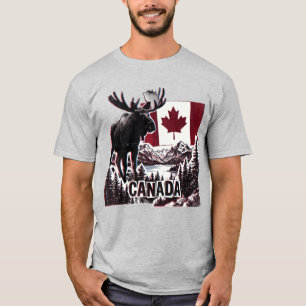 Camiseta Belo Canadá. Bandeira canadense. Alce canadense. 