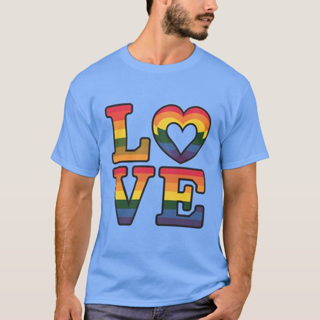Camiseta Belo clássico e Amor LGBTQ Elegante Arco-íris (Frente)