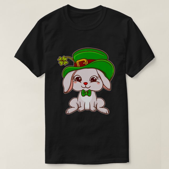Camiseta Belo Coelhinho Irlandês Vestido para a Rua No Dia  (Frente do Design)