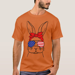 Camiseta Belo coelho rosto Impressão da bandeira americana