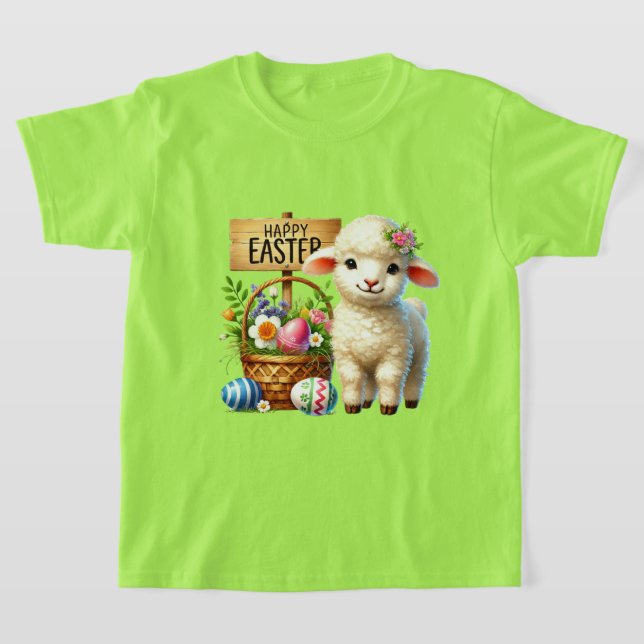 Camiseta Belo cordeiro feliz de Páscoa (Postura )