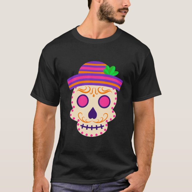 Camiseta Belo crânio de Sombrero Día de los Muertos (Frente)