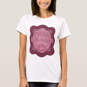 Camiseta Belo Design de Citação PROUD DOG MAMA Rosa