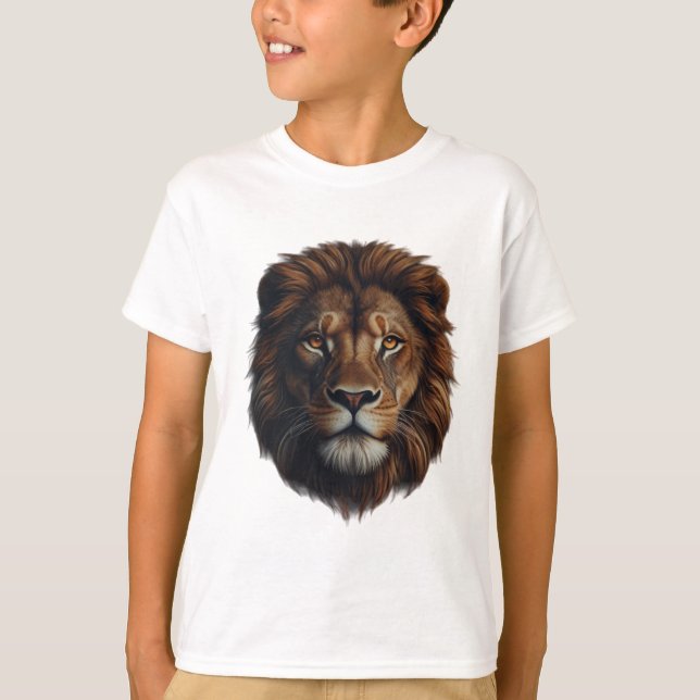 Camiseta Belo design de leão da selva em crianças-camiseta (Frente)