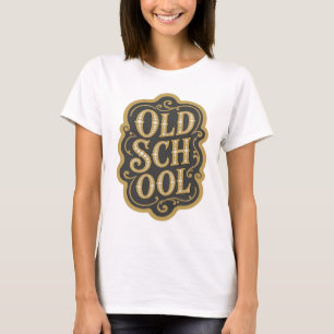 Camiseta Belo Design de Slogan OLD SCHOOL Dourado